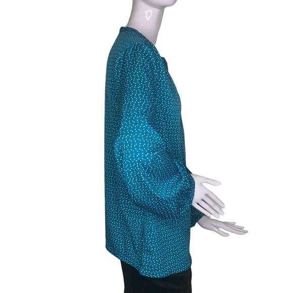 CW Classics Blouse Long Sleeve Green / White Speckles Size M - Picture 7 of 10